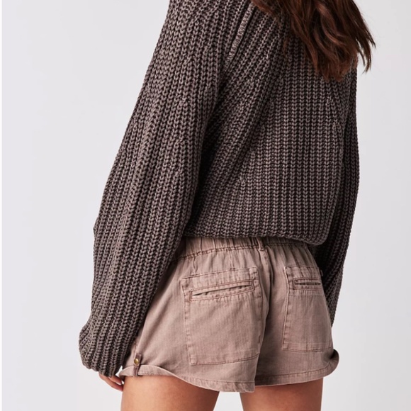 FREE PEOPLE Waimea Cargo Shorts L Washed Brown (Medium-Dark Tan) - Picture 6 of 6